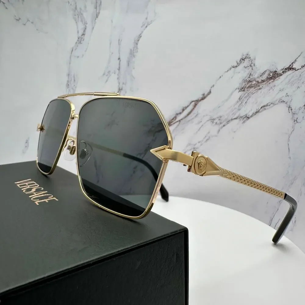 NEW VERSACE Gold Metal Sunglasses
